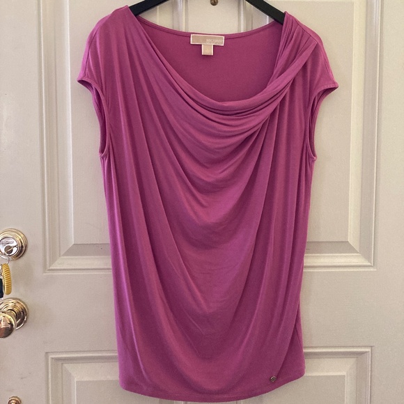 Michael Kors Draped Neckline Tunic Top/Rose/MK Logo/Size L/NEW/REDUCED PRICE! - Picture 1 of 4